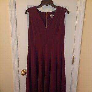 Calvin Klein V-Neck Midi Dress, Plum/Aubergine
